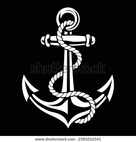 Anchor vector illustration, Anchor Artwork with Rope Design