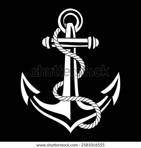 Anchor vector illustration, Anchor Artwork with Rope Design