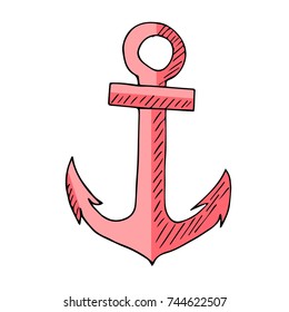 Anchor vector illustration. Doodle style. Design, print, logo, decor, textile, paper.