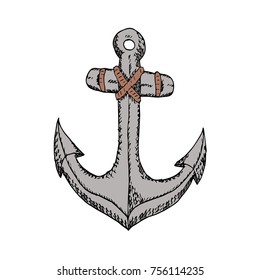 Anchor vector illustration. Doodle style. Design, print, logo, decor, textile, paper