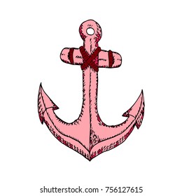 Anchor vector illustration. Doodle style. Design, print, logo, decor, textile, paper