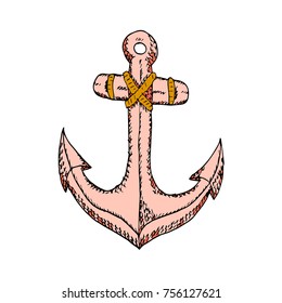 Anchor vector illustration. Doodle style. Design, print, logo, decor, textile, paper
