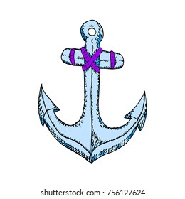Anchor vector illustration. Doodle style. Design, print, logo, decor, textile, paper