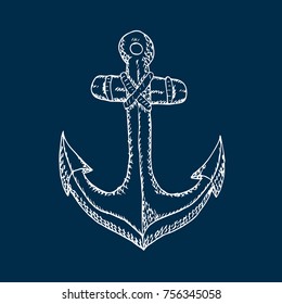 Anchor vector illustration. Doodle style. Design, print, logo, decor, textile, paper