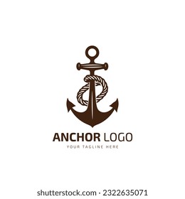 Anchor Vector illustration, monochrome sea anchor icon isolated on white background. Simple shape for design logo, emblem, symbol, sign, badge, label, stamp.