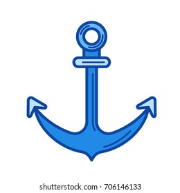 Anchor vector line icon isolated on white background. Anchor line icon for infographic, website or app. Blue icon designed on a grid system.