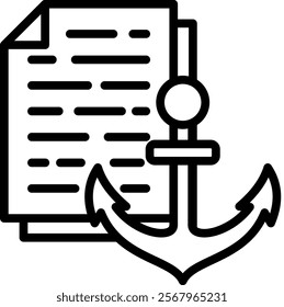 Anchor Vector Lineal Icon On White Background.