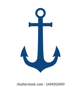 Anchor vector logo blue icon Nautical maritime sea ocean boat illustration symbol