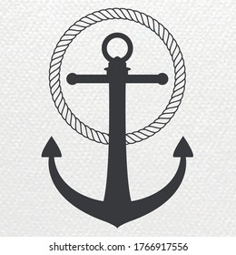 Icono del logotipo del vector de anclaje Símbolo de ilustración del barco marítimo náutico
