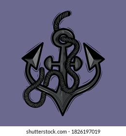 Anchor vector logo icon Nautical maritime sea ocean boat illustration symbol