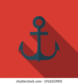 Anchor vector logo icon Nautical maritime sea ocean boat illustration symbol, Ship anchor or boat anchor flat icon for apps and websites