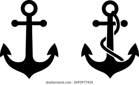 Anchor vector logo icon,Anchor and rope icon