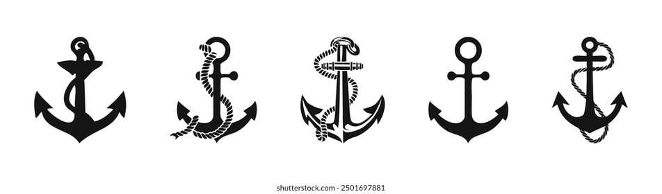 Anchor vector logo set. Anchor icon set