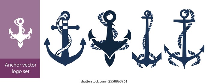 Anchor vector logo set. Anchor icon set