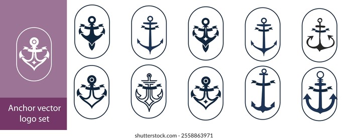 Anchor vector logo set. Anchor icon set