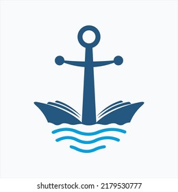 Anchor vector logo of ships and yachts in the sea