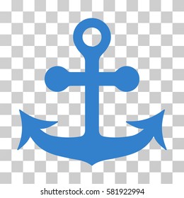 Anchor vector pictograph. Illustration style is a flat iconic cobalt symbol on a transparent background.
