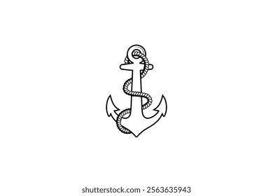 Anchor vector. Anchor with rope logo, Anchor with rope icon vector.