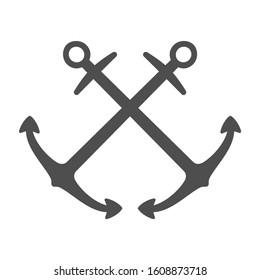 Anchor vector single logo icon, separate isolated sign. Navy travel vintage emblem. Retro sea ship nautical equipment