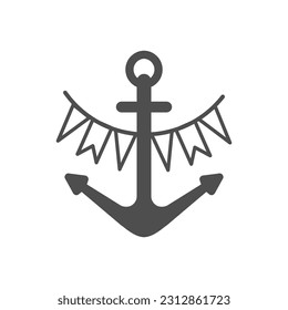 Anchor vector single logo icon, separate isolated sign