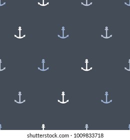Anchor vector texture - simple illustration. Sparse seamless maritime background. Grey and silver.