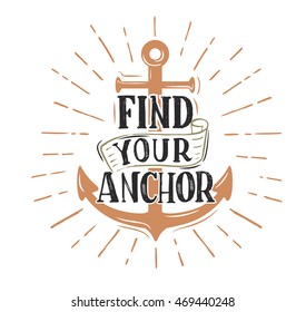 Anchor. Vector vintage logo sailor retro sign