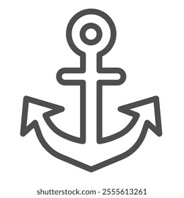 Anchor for vessel line icon, marine port concept. Vector graphics. Ship sea anchoring, heavy anchor sign on white background, outline style icon for mobile or web design