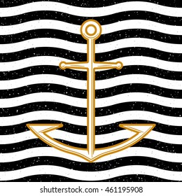 Anchor vessel on striped background
