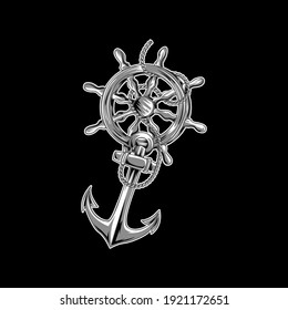 Anchor Viking Ship Vector Minimalist 
For Logo or Tshirt Design