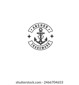 Anker Klassische Abzeichen Circular Stamp Boat Ship Marine Nautical Logo Design Vektorillustration