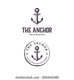 Anchor Vintage Retro Rustic Stamp logo design template