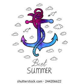Anchor with watercolor texture.