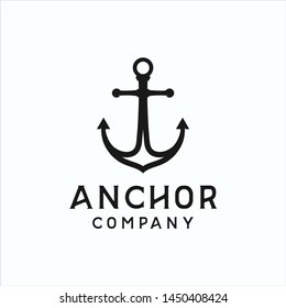 anchor wave logo silhouette marine company illustration vector icon