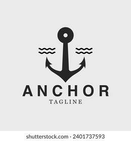 diseño de ilustraciones vectoriales con logotipo de anclaje y onda