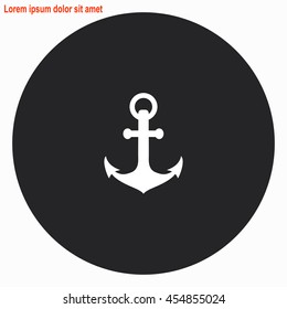 Anchor web icon. Gray circle button with white illustration.