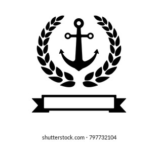 anchor with wheat retro badge