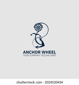 Anchor Wheel Ship Logo Design Template
