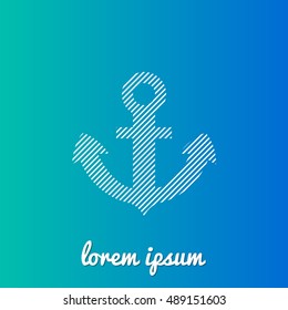 Anchor White stroke fill with blue and green gradient background Icon / Logo Design