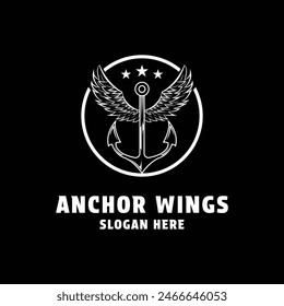 anchor wing logo design vintage retro emblem circle