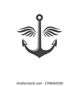 Anchor with wings  icon Logo  vector  illustration design