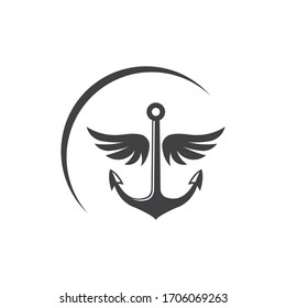 Anchor with wings  icon Logo  vector  illustration design