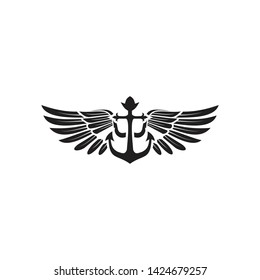 Anchor wings logo icon design vector template