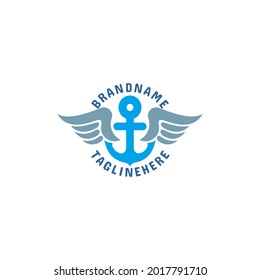 anchor and wings vector illustration for logo or mascot