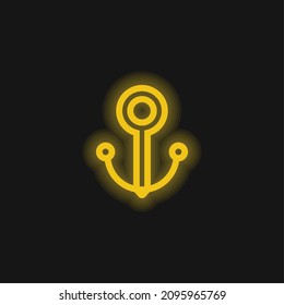 Anchor yellow glowing neon icon