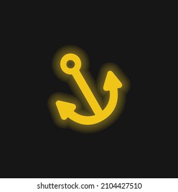 Anchor yellow glowing neon icon