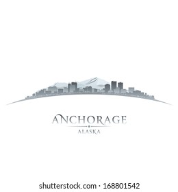 Anchorage Alaska City Skyline Silhouette. Vector Illustration