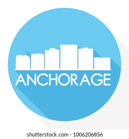 Anchorage Alaska USA Flat Icon Skyline Silhouette Design City Vector Art Famous Buildings.
