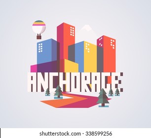 Anchorage una hermosa ciudad a visitar. cartografía vectorial