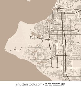 Anchorage City Map explore meticulously rendered architectural blueprints showcasing a sepia toned cityscape with clean lines and a precise urban grid, emphasizing refined linework.