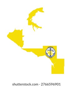 Anchorage city map flag vector silhouette illustration isolated. USA City town COA symbol shape shadow. Sticker city Anchorage flag emblem banner. USA town in Alaska state. Plan of Anchorage scheme.